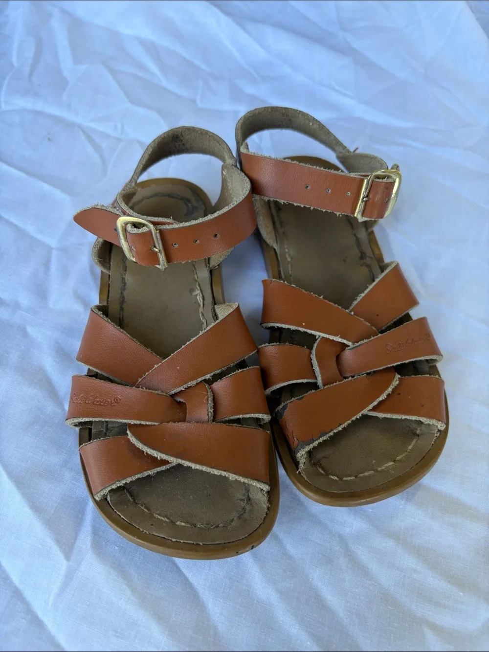 saltwater LUXE Tan Leather Strappy Kids Sandals